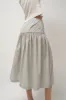 Amomento Shirring Flare Pants in Light Grey sold by No. 6