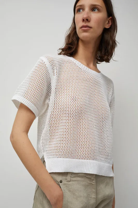 Sayaka Davis Mesh Knit Tee in White made by No. 6