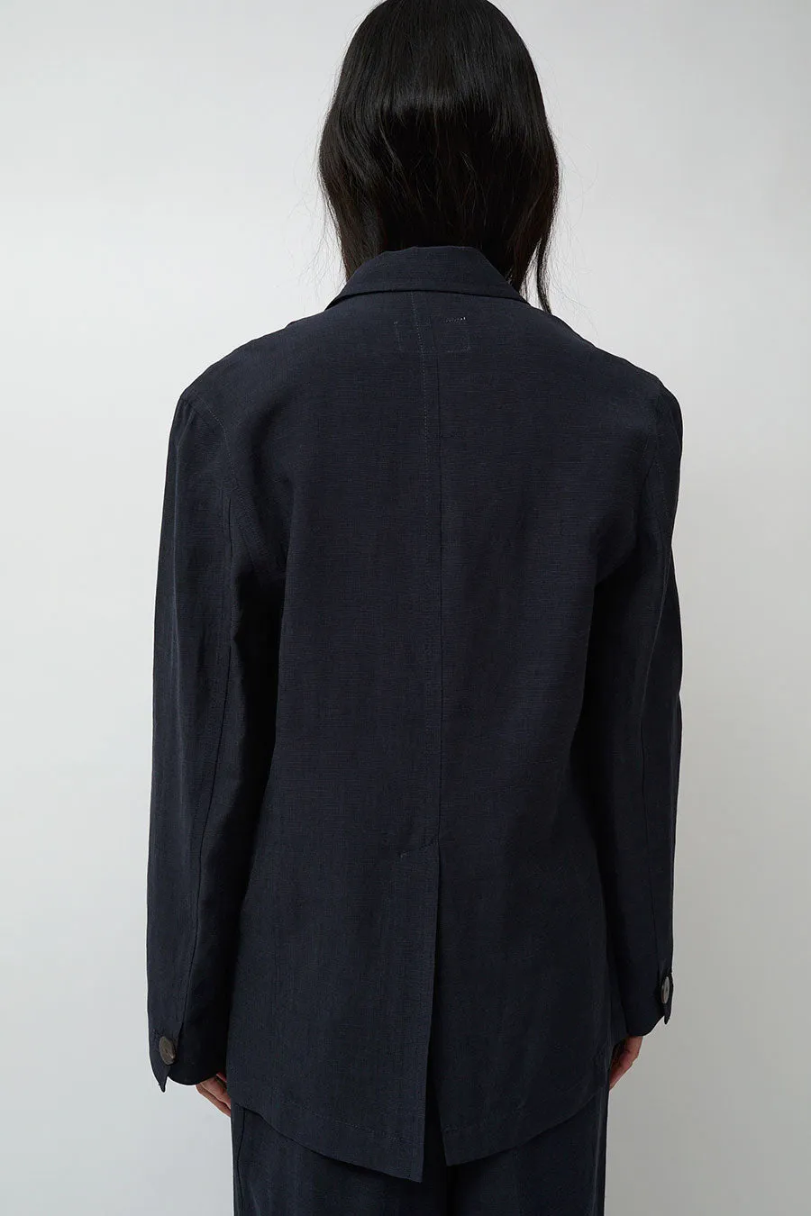 Mijeong Park Linen Blend Jacket in Navy sold by No. 6 product image thumbnail 4