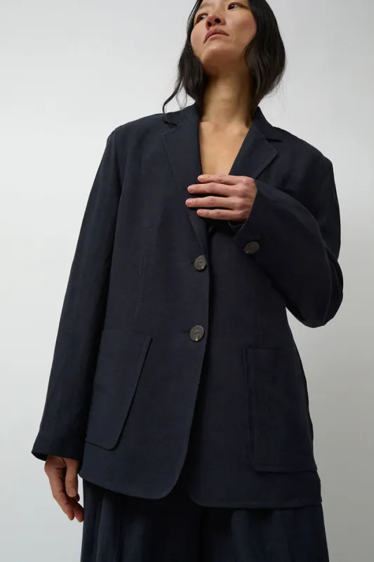 Mijeong Park Linen Blend Jacket in Navy sold by No. 6