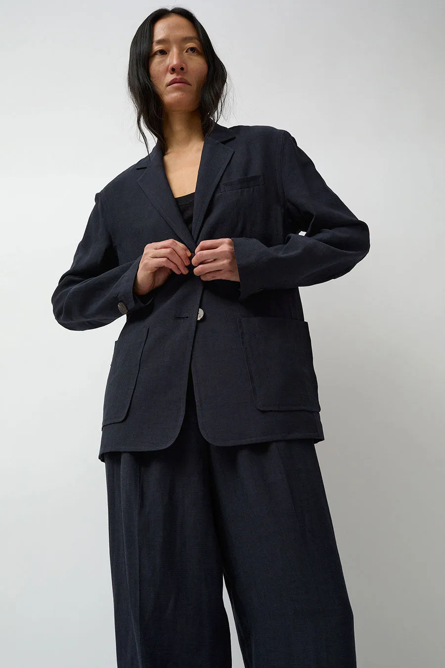 Mijeong Park Linen Blend Jacket in Navy sold by No. 6 product image thumbnail 2