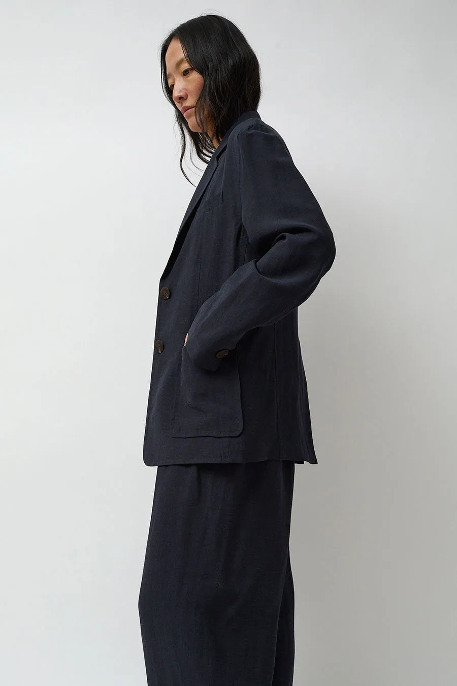 Mijeong Park Linen Blend Jacket in Navy sold by No. 6 product image thumbnail 3