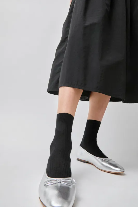 Maria La Rosa Silk Ribbed Ankle Socks in Nero sold by No. 6