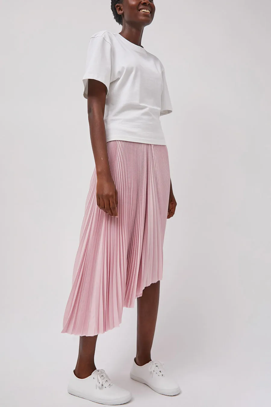 Marios Pleated Asymmetric Skirt in Pink sold by No. 6
