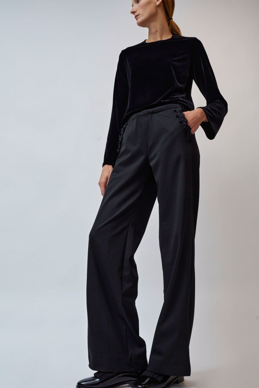 INSHADE Relaxed Drawstring Trousers in Black sold by No. 6