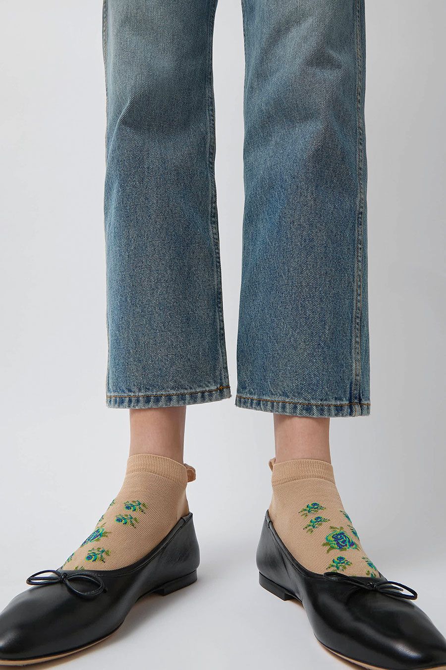 Maria La Rosa Rose Sneaker Socks in Cream and Green sold by No. 6 product image thumbnail 2