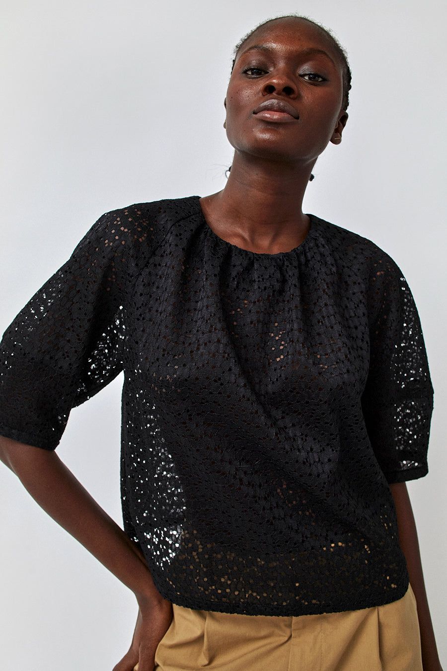 No.6 Maia Top in Black Daisy Lace sold by No. 6