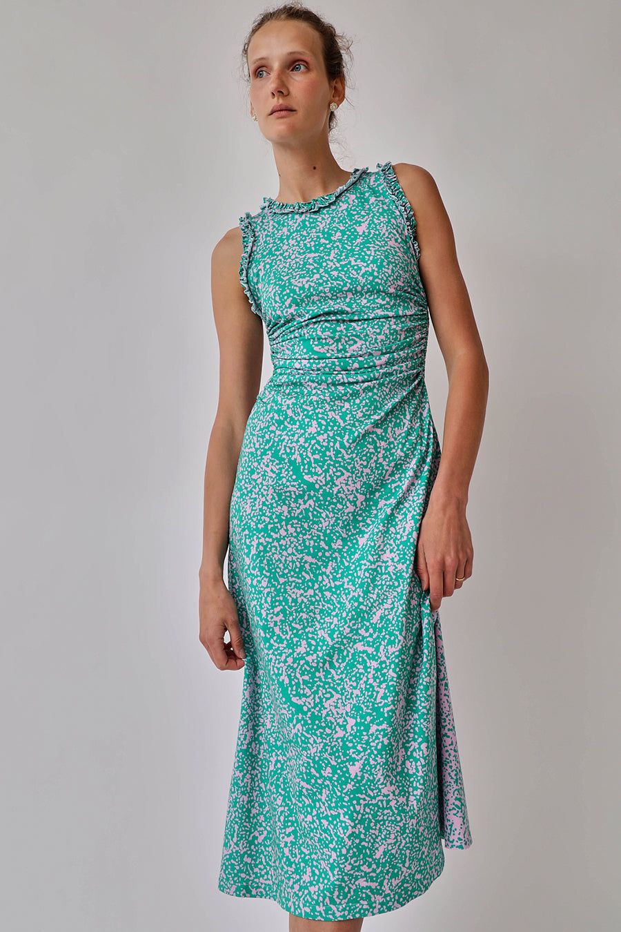 INSHADE Jersey Dress with Decorative Trim in Pink and Green Fleck sold by No. 6 product image thumbnail 3