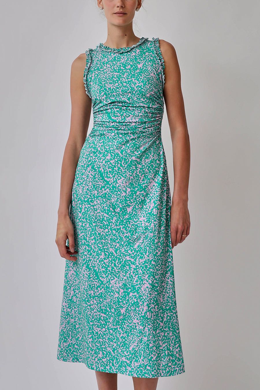 INSHADE Jersey Dress with Decorative Trim in Pink and Green Fleck sold by No. 6 product image thumbnail 4
