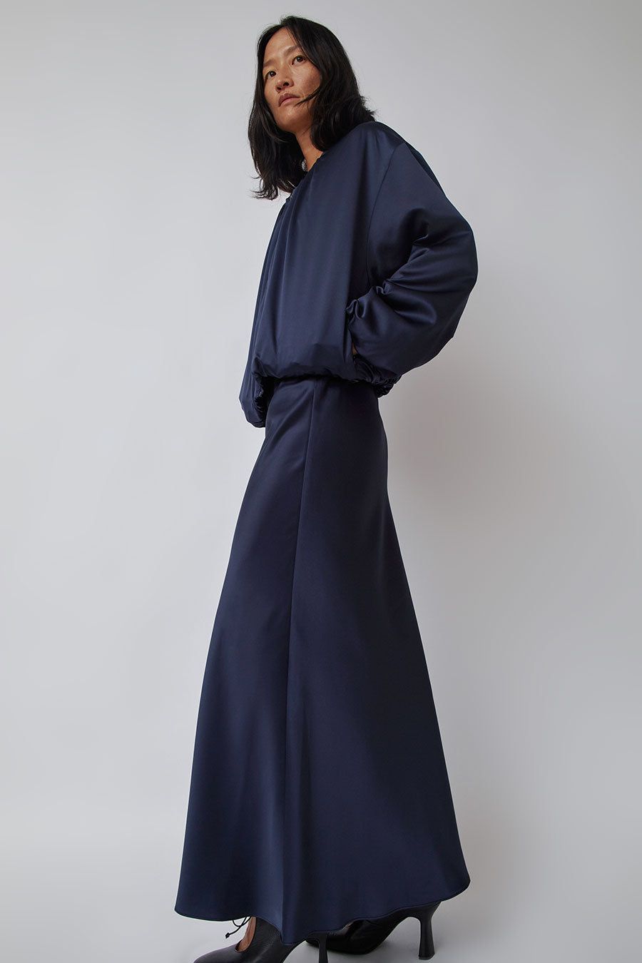 Amomento Silky Long Skirt in Navy sold by No. 6 product image thumbnail 5