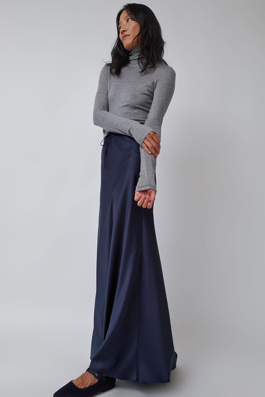 Amomento Silky Long Skirt in Navy sold by No. 6 product image thumbnail 2