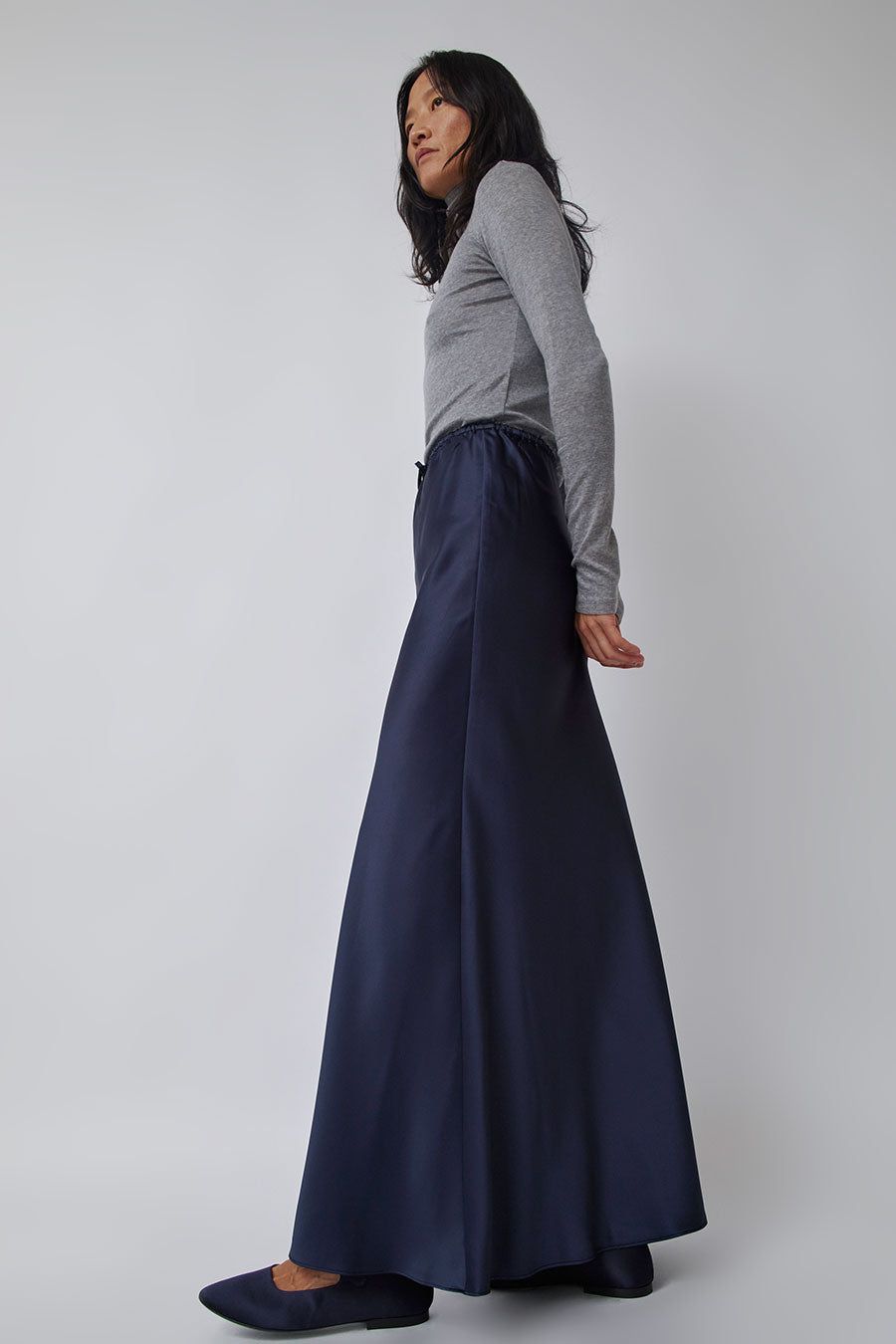 Amomento Silky Long Skirt in Navy sold by No. 6 product image thumbnail 3