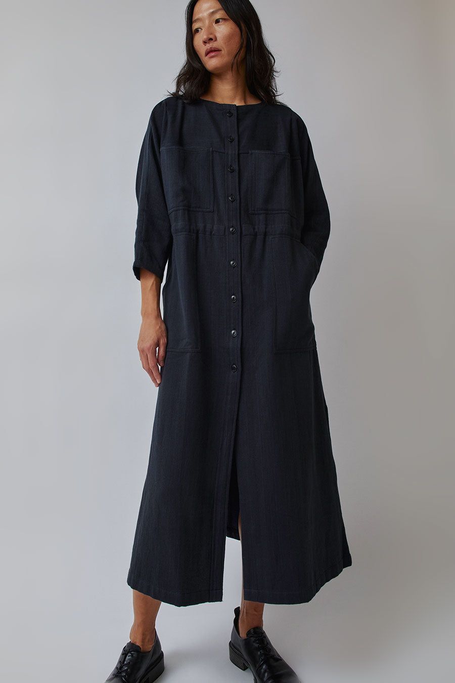 NYMANE Tomorrow Dress in Iron and Indigo sold by No. 6