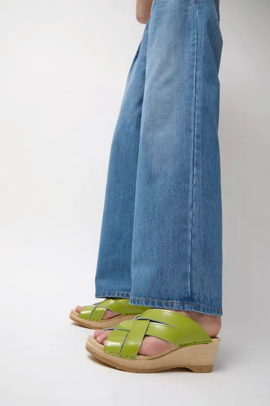 No.6 Basket Clog on Mid Wedge in Apple Patent made by No. 6