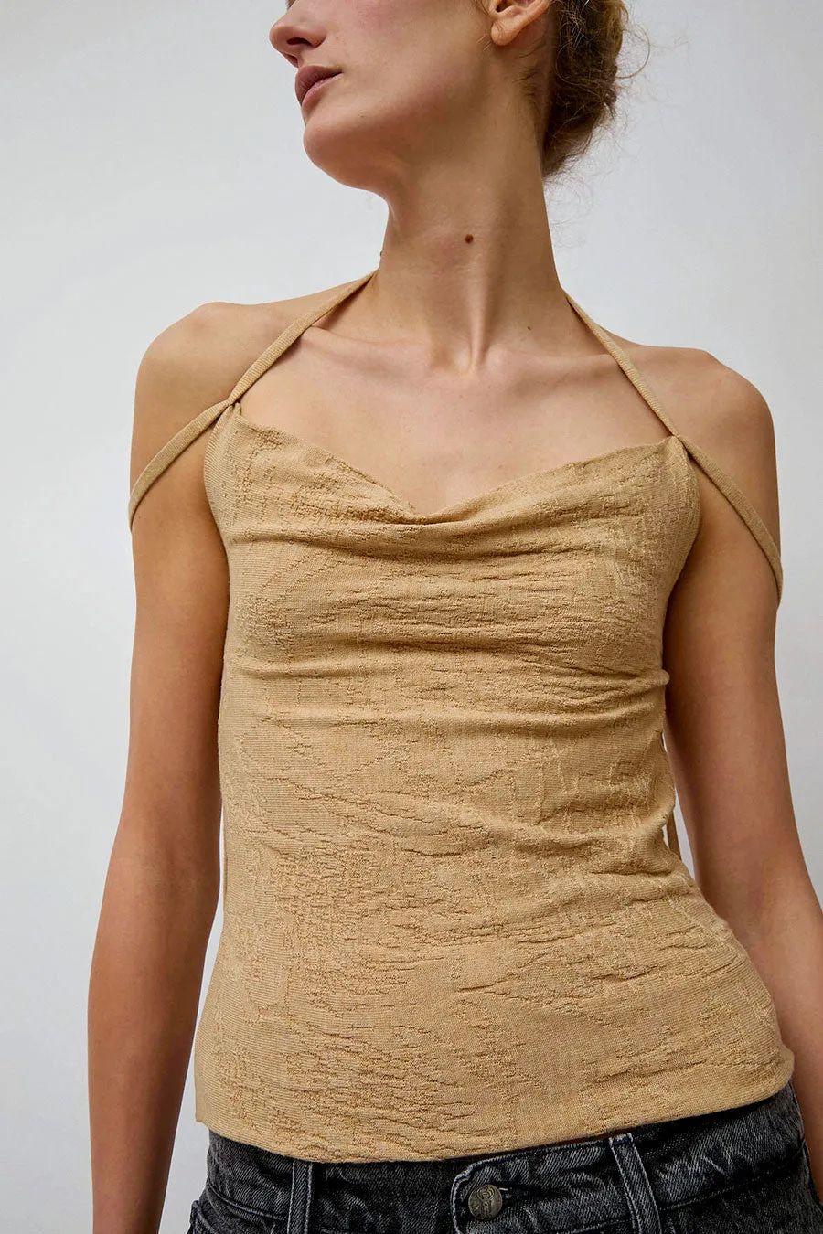 SERAPIS Knit Strap Top in Beige sold by No. 6