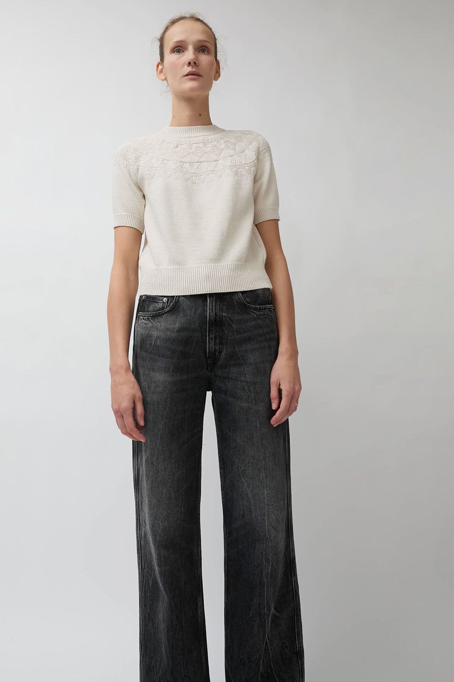 Nothing Written Pye Pattern Short Sleeve Knit in Light Grey sold by No. 6 product image thumbnail 5