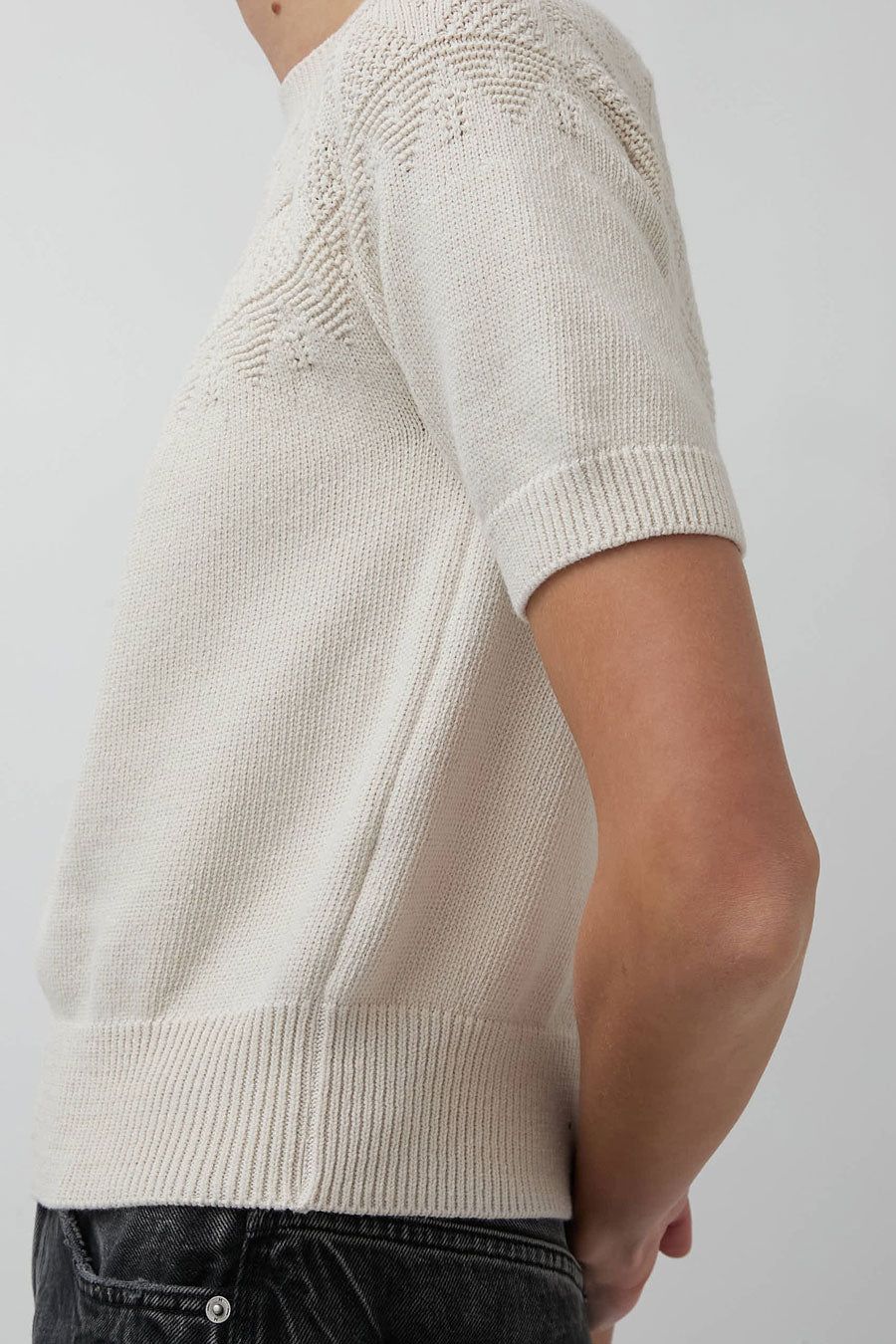 Nothing Written Pye Pattern Short Sleeve Knit in Light Grey sold by No. 6 product image thumbnail 2