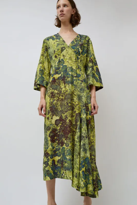 INSHADE V Neck Asy Dress in Green Landscape made by No. 6