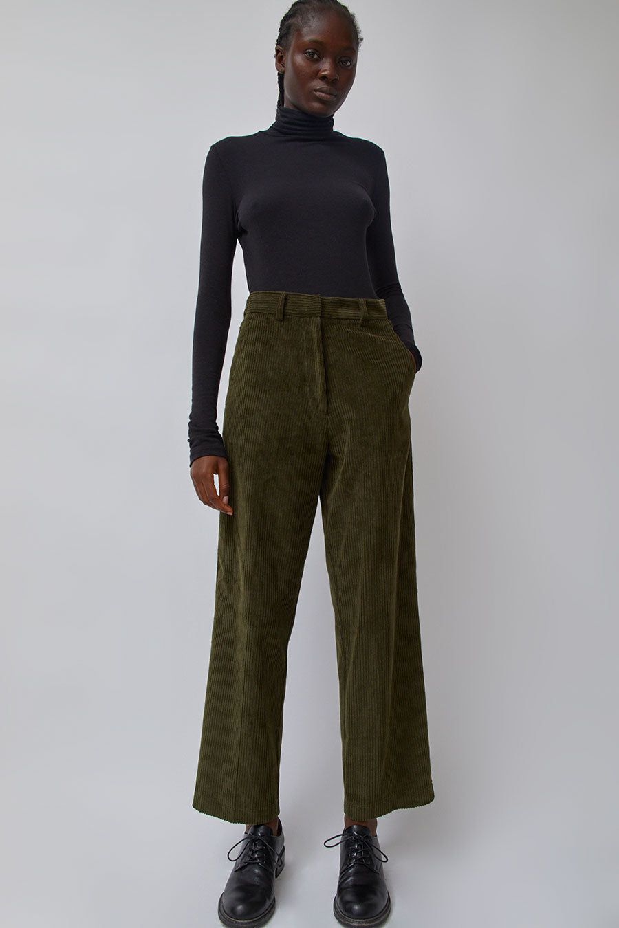 Mijeong Park Corduroy Straight Leg Pants in Olive sold by No. 6 product image thumbnail 2