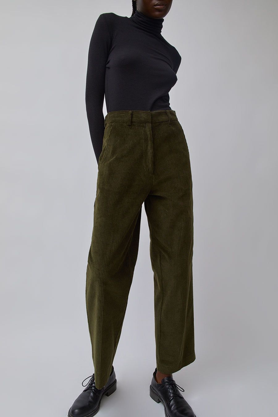 Mijeong Park Corduroy Straight Leg Pants in Olive sold by No. 6 product image thumbnail 3