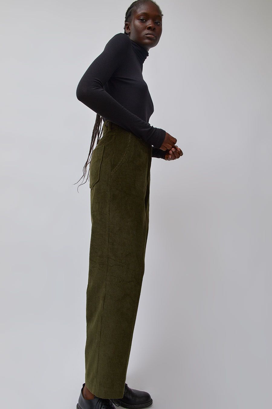 Mijeong Park Corduroy Straight Leg Pants in Olive sold by No. 6 product image thumbnail 4