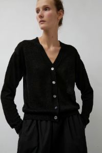 Nothing Written Linen One Button Cardigan in Black sold by No. 6
