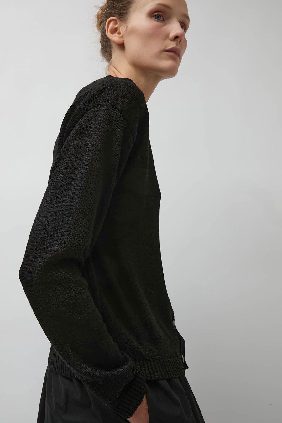 Nothing Written Linen One Button Cardigan in Black sold by No. 6 product image thumbnail 4