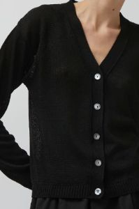 Nothing Written Linen One Button Cardigan in Black sold by No. 6