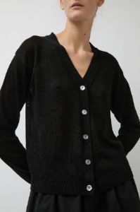 Nothing Written Linen One Button Cardigan in Black sold by No. 6