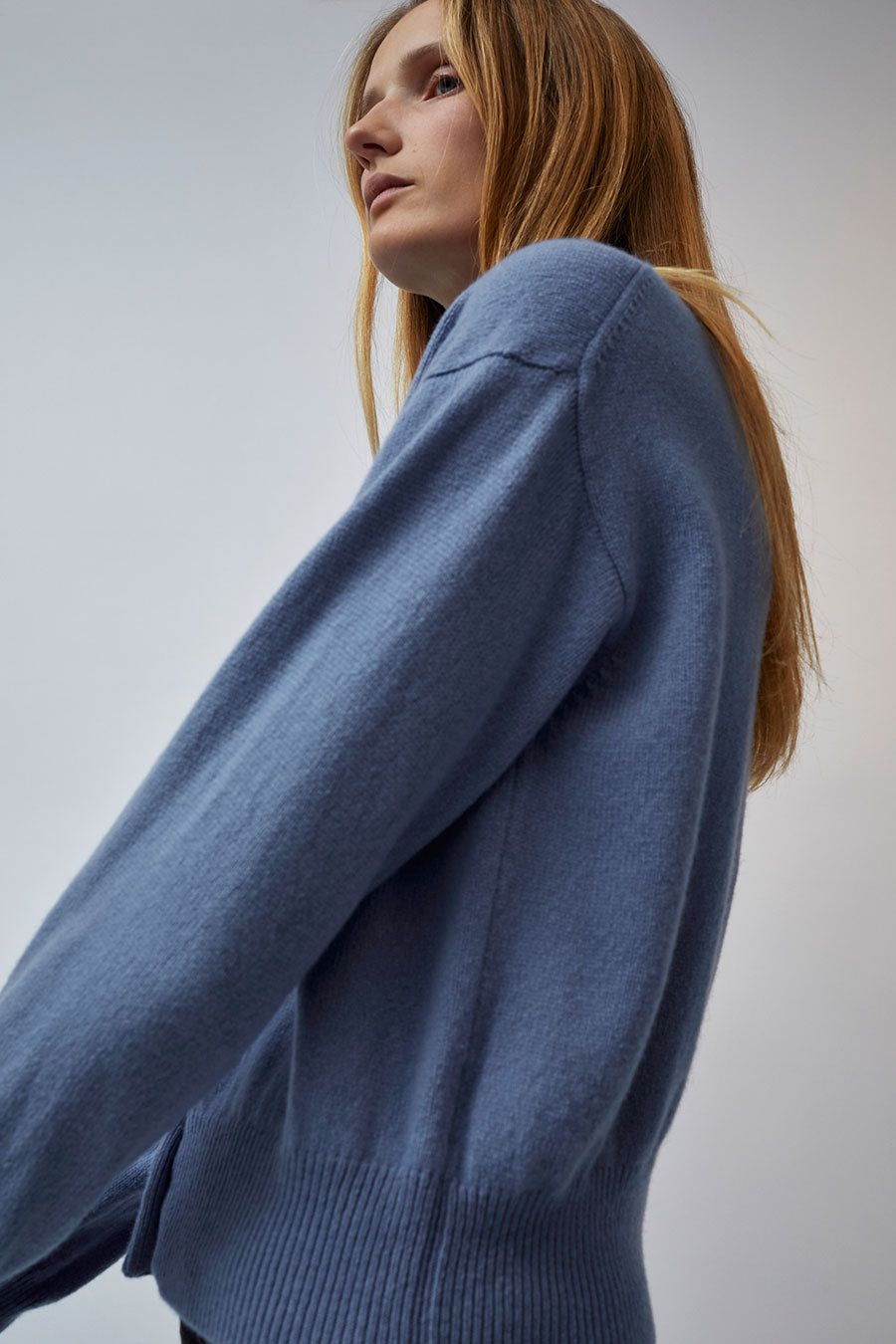 & Daughter Ada Geelong Crewneck Cardigan in Studio Blue sold by No. 6 product image thumbnail 2