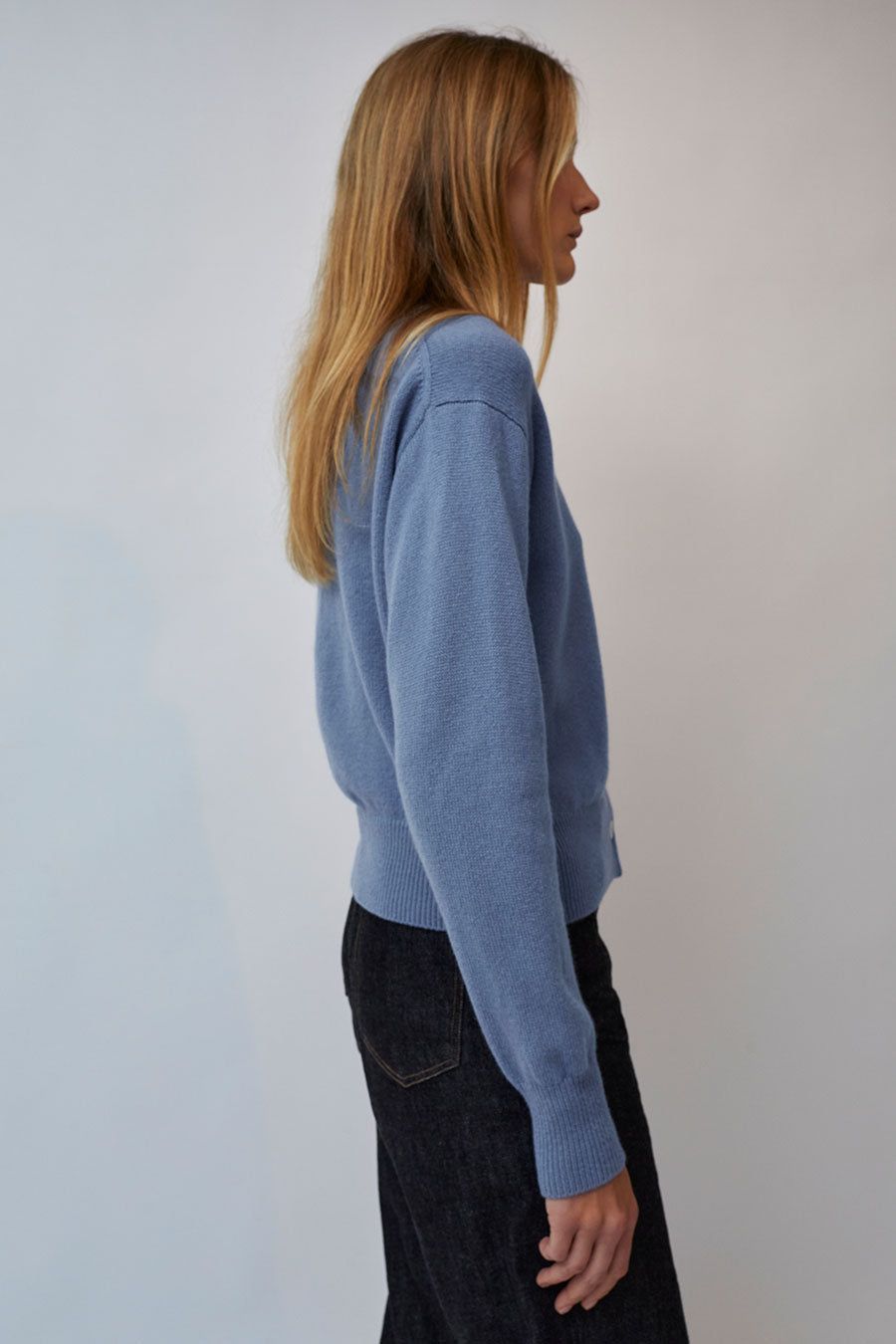 & Daughter Ada Geelong Crewneck Cardigan in Studio Blue sold by No. 6 product image thumbnail 3