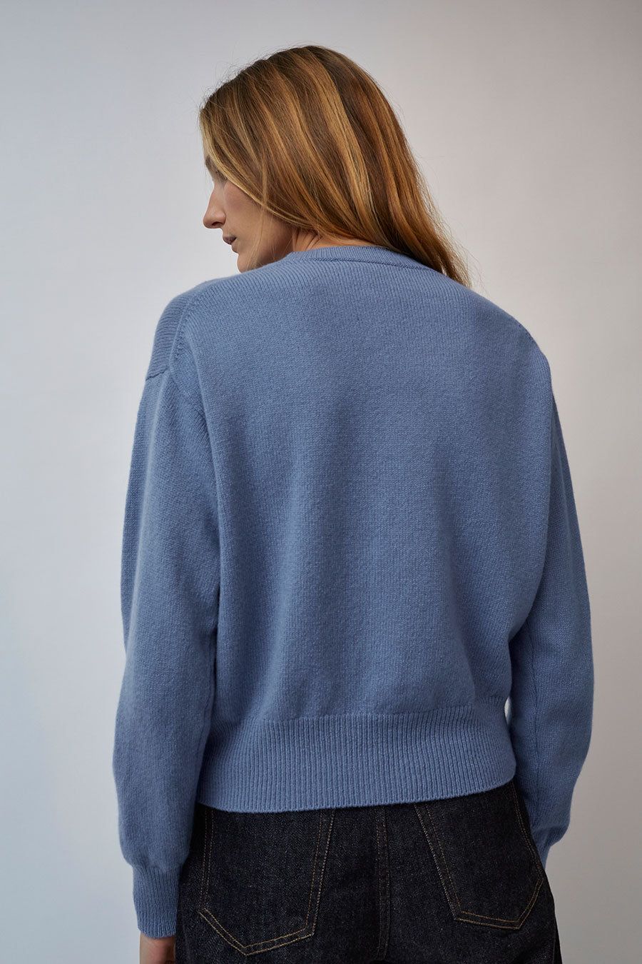 & Daughter Ada Geelong Crewneck Cardigan in Studio Blue sold by No. 6 product image thumbnail 5