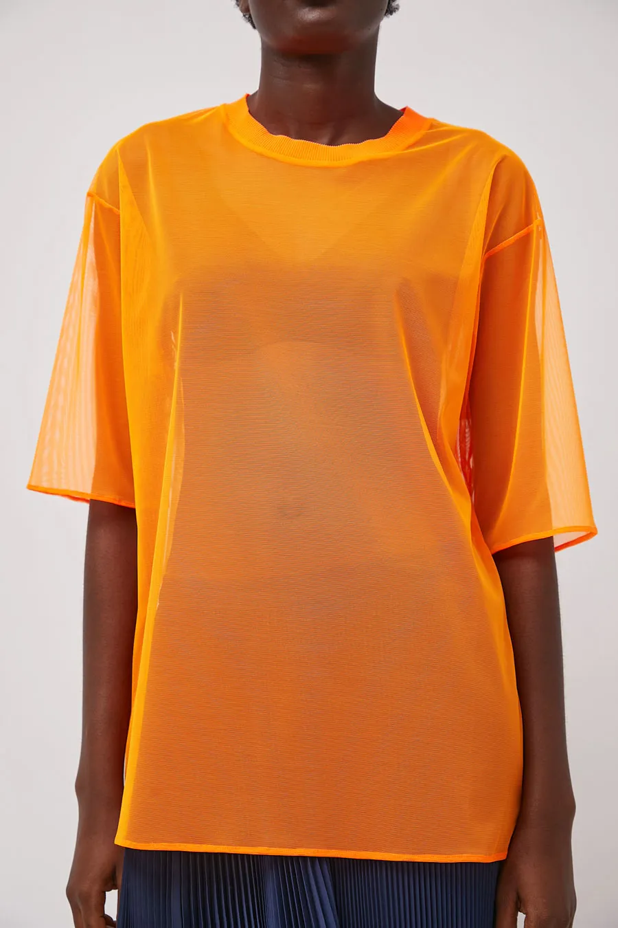 Marios Short Sleeve Mesh T-Shirt in Orange Fluo sold by No. 6 product image thumbnail 2