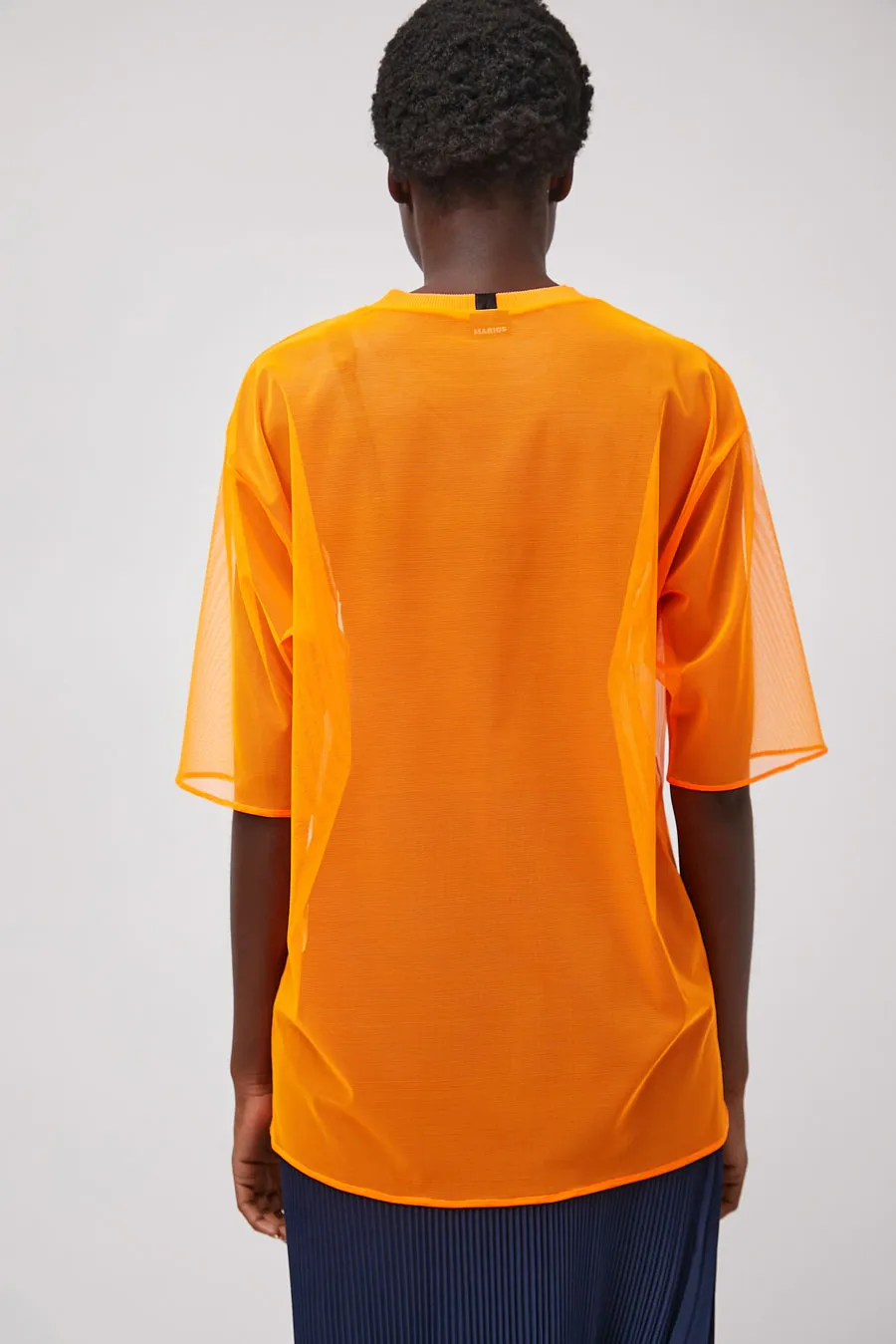 Marios Short Sleeve Mesh T-Shirt in Orange Fluo sold by No. 6 product image thumbnail 3