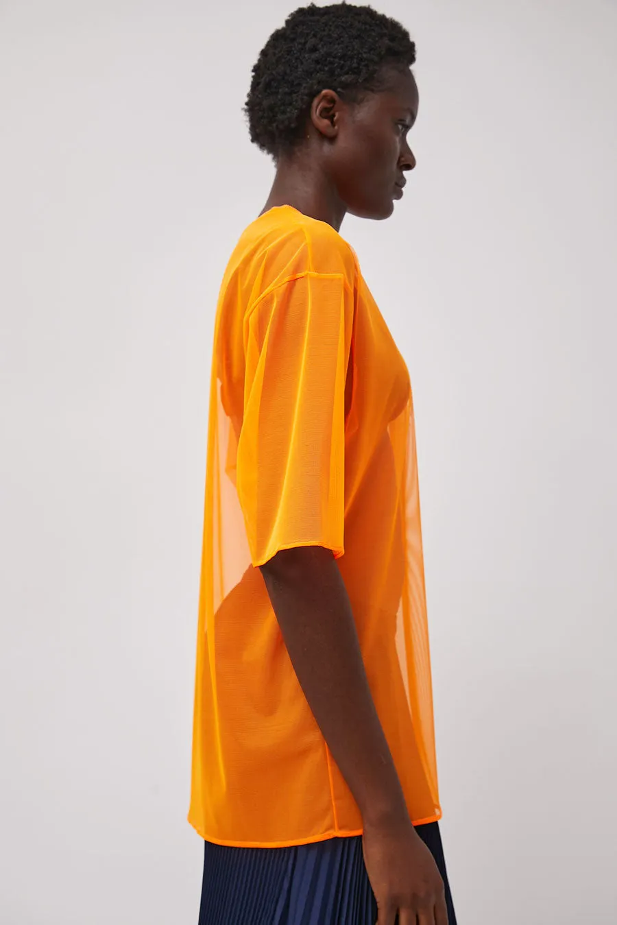 Marios Short Sleeve Mesh T-Shirt in Orange Fluo sold by No. 6 product image thumbnail 5