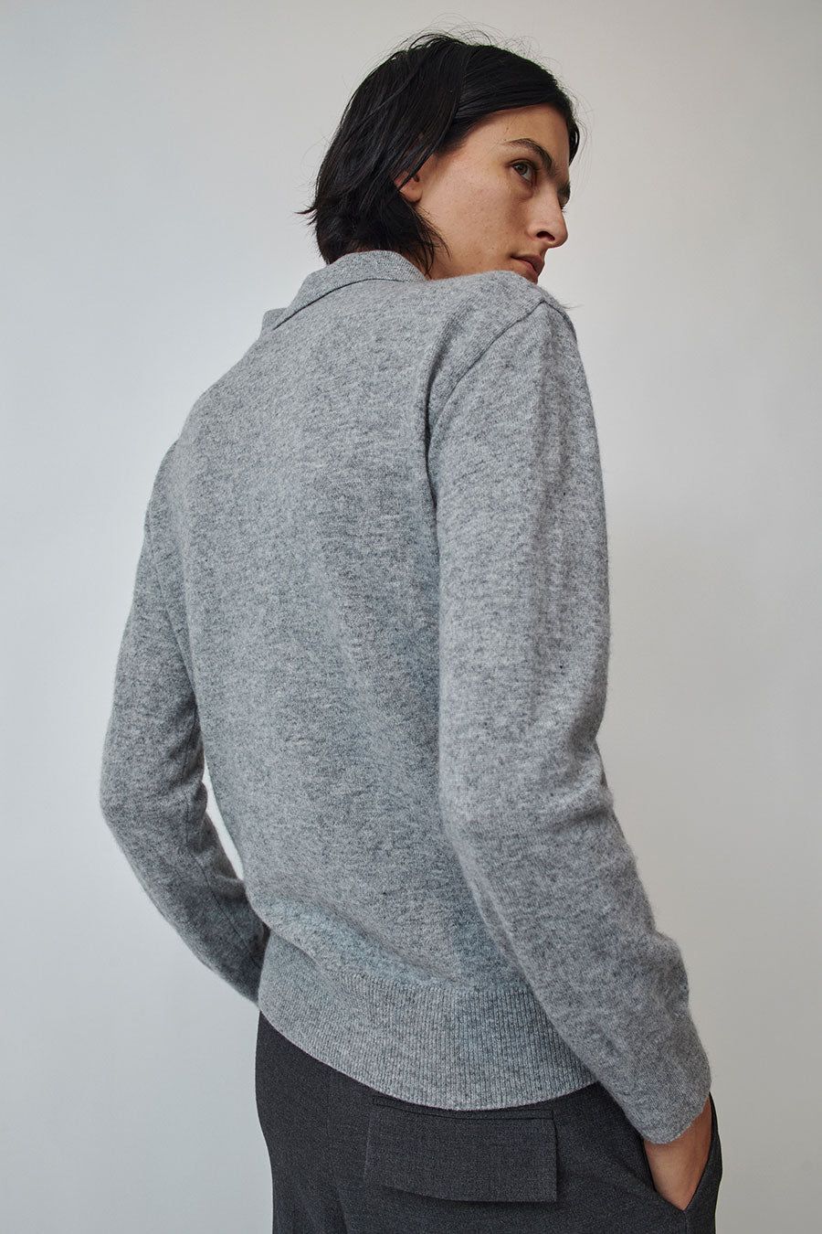 Mijeong Park Cashmere Blend Polo Sweater in Gray sold by No. 6 product image thumbnail 5