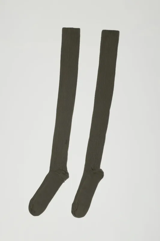 Baserange Over the Knee Socks in Rena Olive made by Baserange