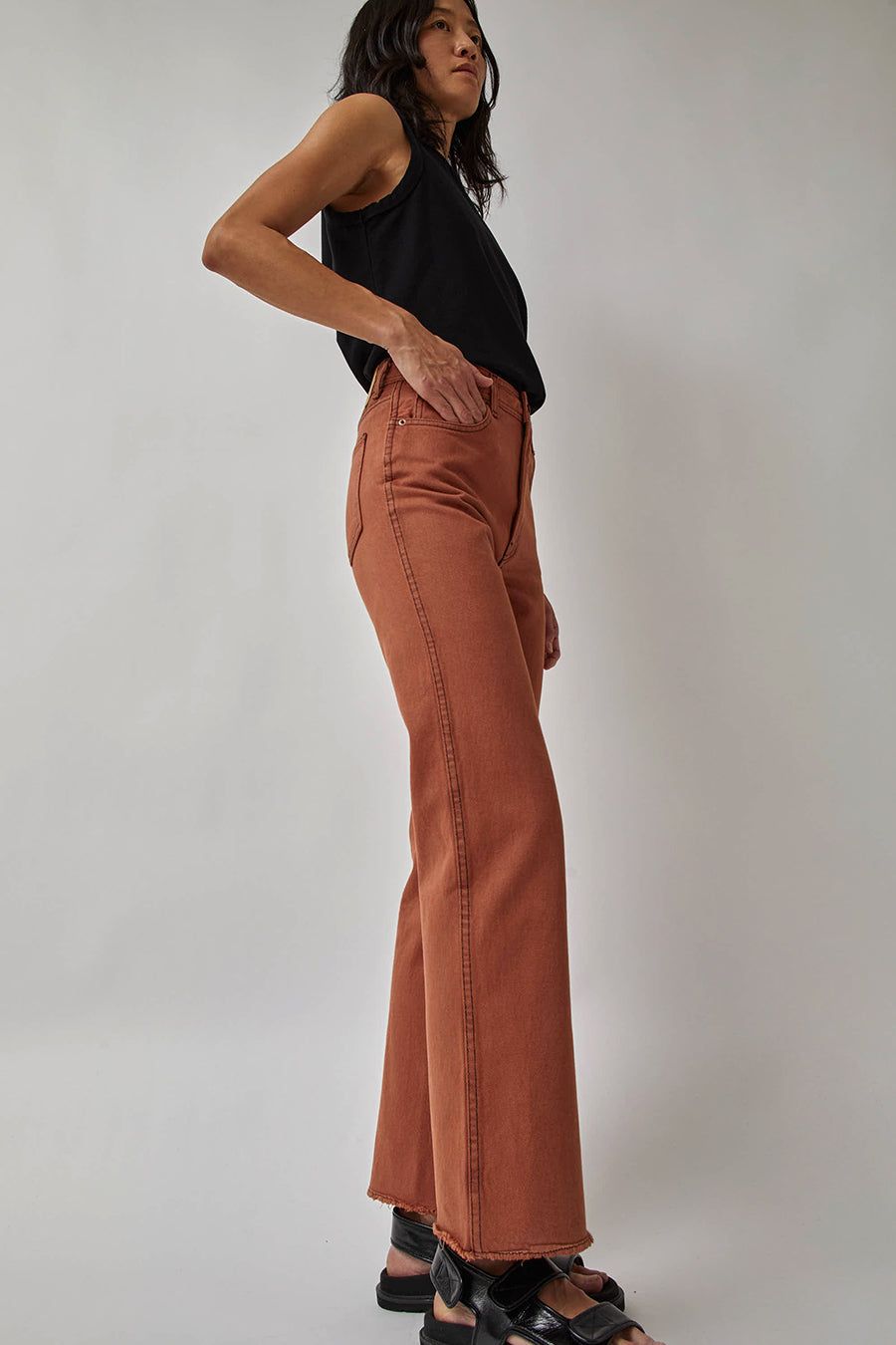 B Sides Eshel Kick Flare Jean in Umber Overdye sold by No. 6 product image thumbnail 4