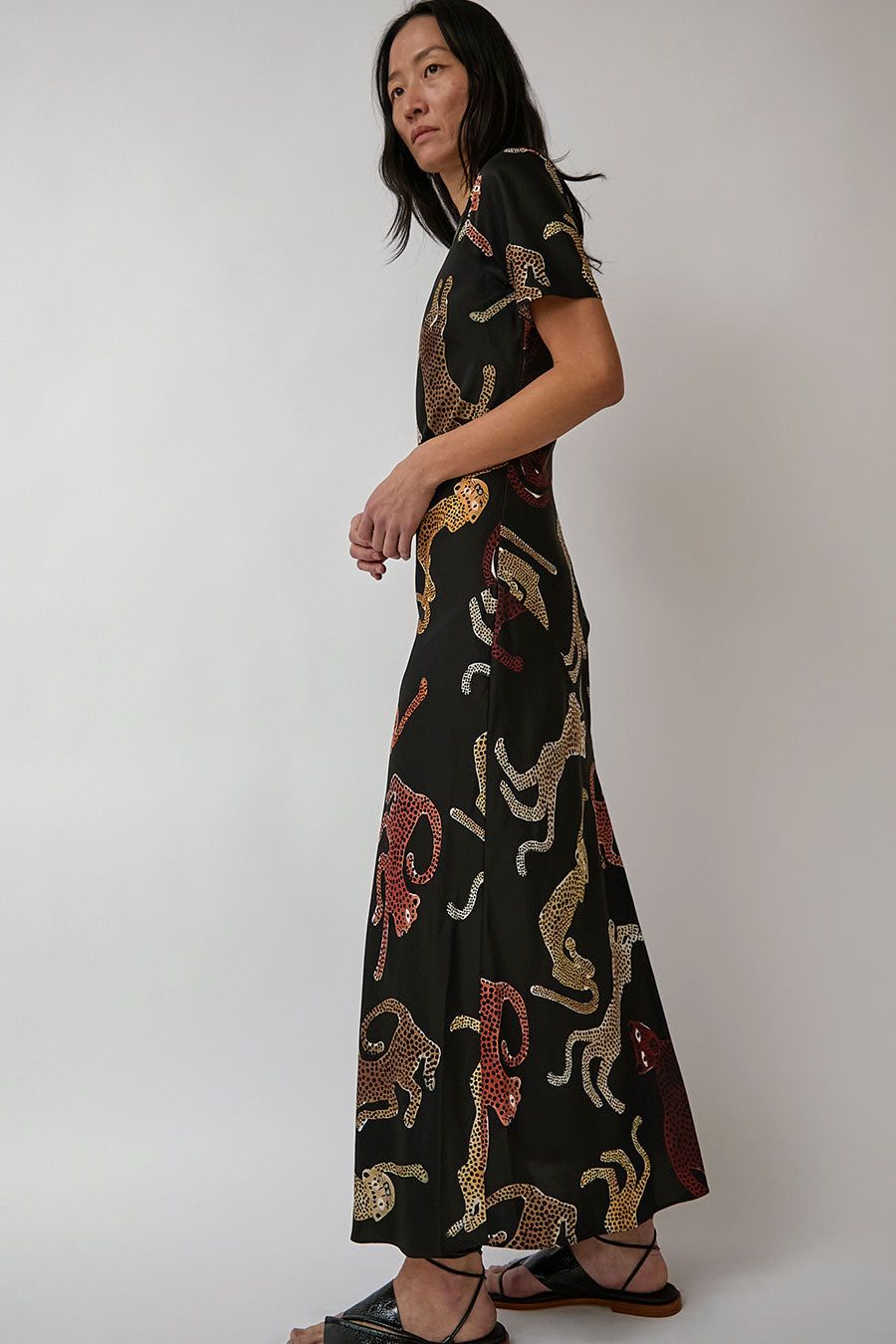 Silk Laundry Short Sleeve Bias Dress in Jaguars Black sold by No. 6 product image thumbnail 2
