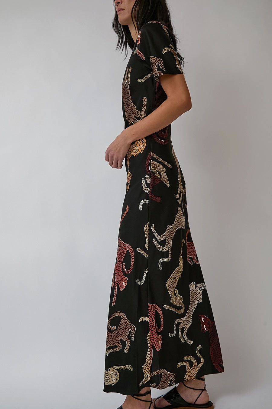 Silk Laundry Short Sleeve Bias Dress in Jaguars Black sold by No. 6 product image thumbnail 4