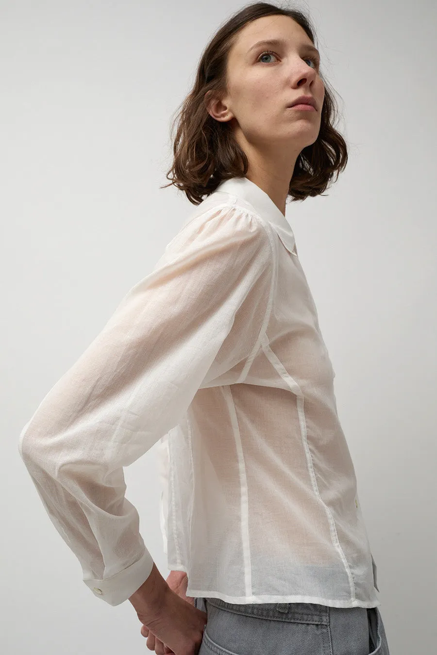 Amomento Sheer Button Down in White sold by No. 6 product image thumbnail 5