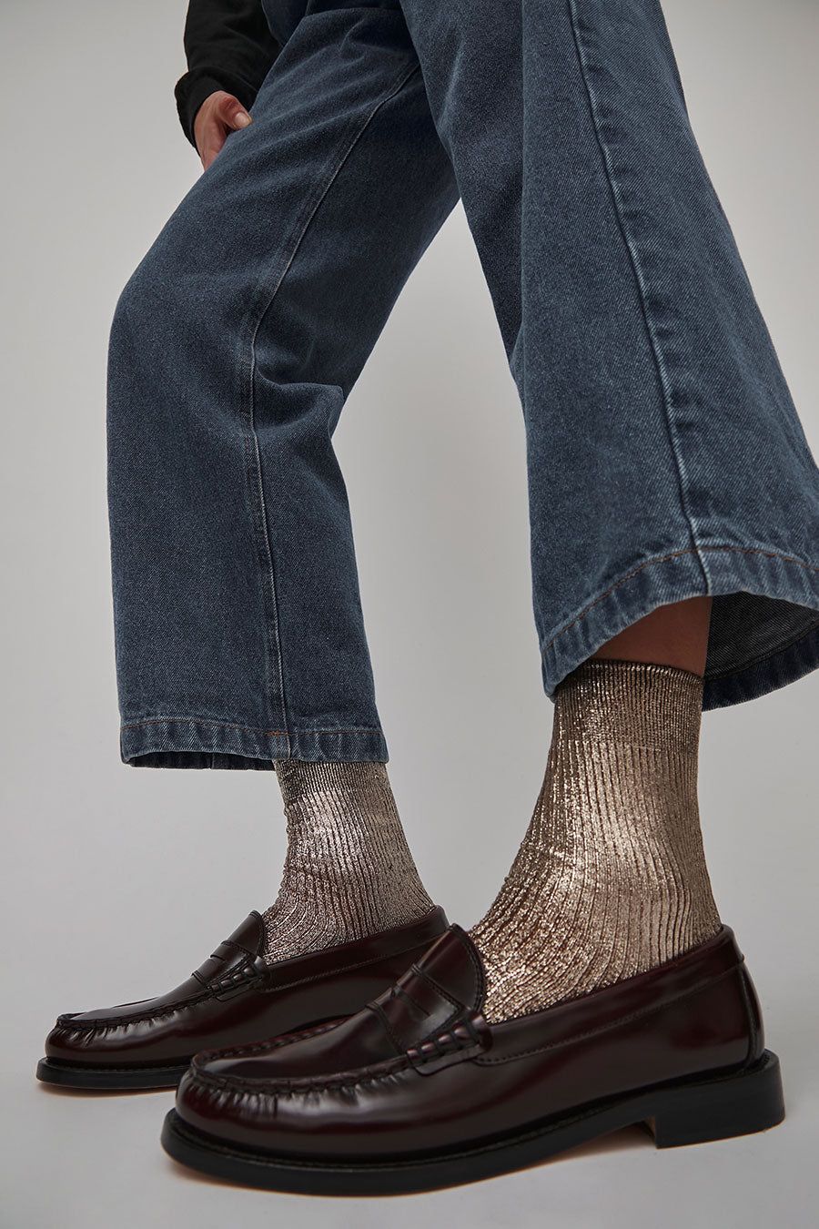 Maria La Rosa Laminated Ribbed Socks in Platino sold by No. 6 product image thumbnail 3