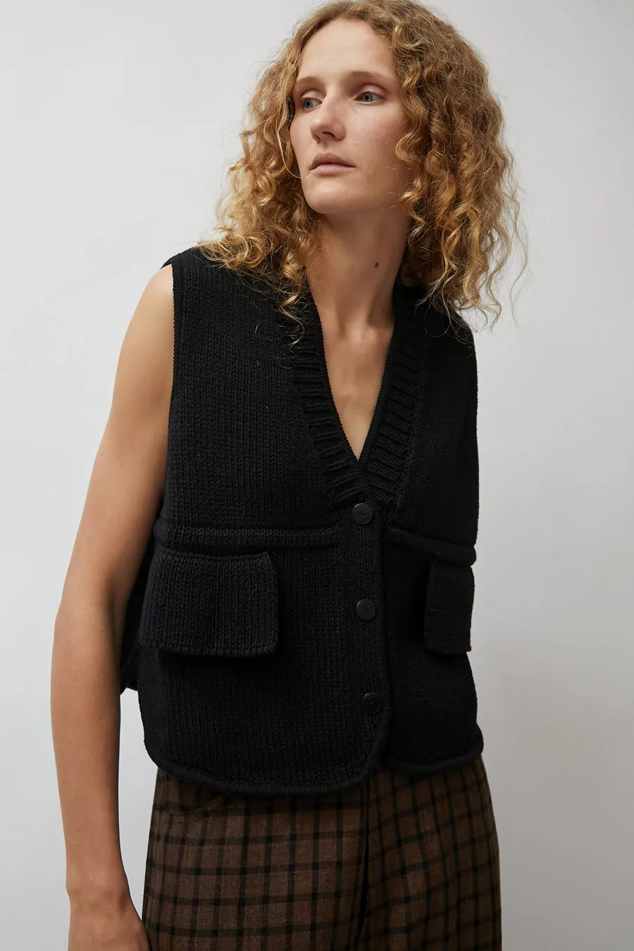 CORDERA Cotton Pocket Waistcoat in Black sold by No. 6
