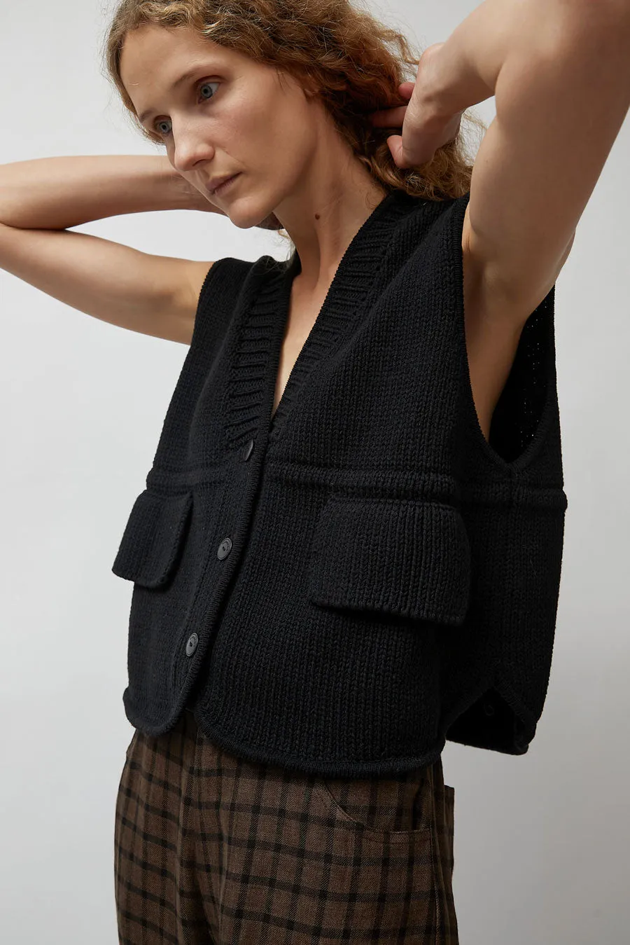 CORDERA Cotton Pocket Waistcoat in Black sold by No. 6 product image thumbnail 3