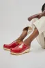 No.6 Bella Clog on Mid Wedge in Red Patent with Eyelets sold by No. 6