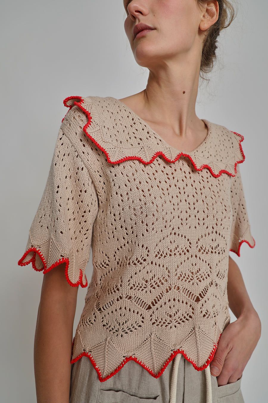 Atelier Delphine Ellery Shirt in Beige and Red sold by No. 6 product image thumbnail 5