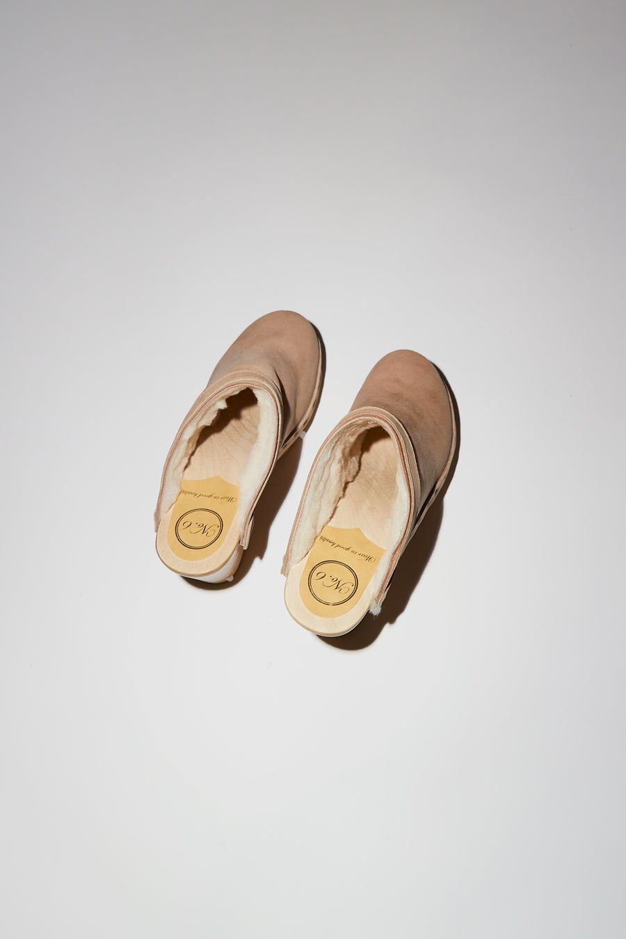 No.6 Dakota Shearling Clog on High Heel in Fawn Suede and Bone sold by No. 6 product image thumbnail 5