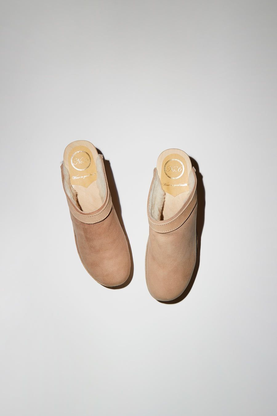 No.6 Dakota Shearling Clog on High Heel in Fawn Suede and Bone sold by No. 6 product image thumbnail 3