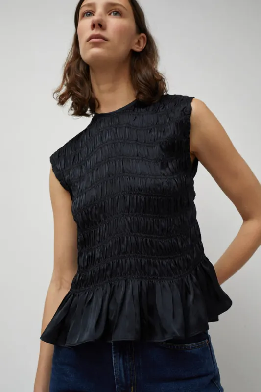 M Patmos Taylor Smocked Tee in Black sold by No. 6