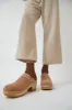 No.6 Dakota Shearling Clog on Mid Heel in Fawn Suede and Bone sold by No. 6